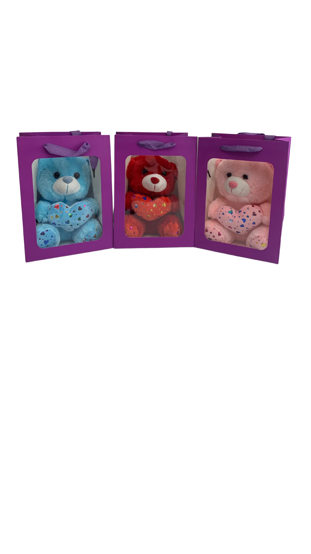 Pink Sparkle Bear in PURPLE Transparent Gift Bag Je' La Diamond Luxe Gifts Stuffed Plush Animal