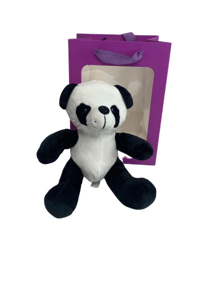 Panda Bear in PURPLE Transparent Gift Bag Je' La Diamond Luxe Gifts Stuffed Push Animal