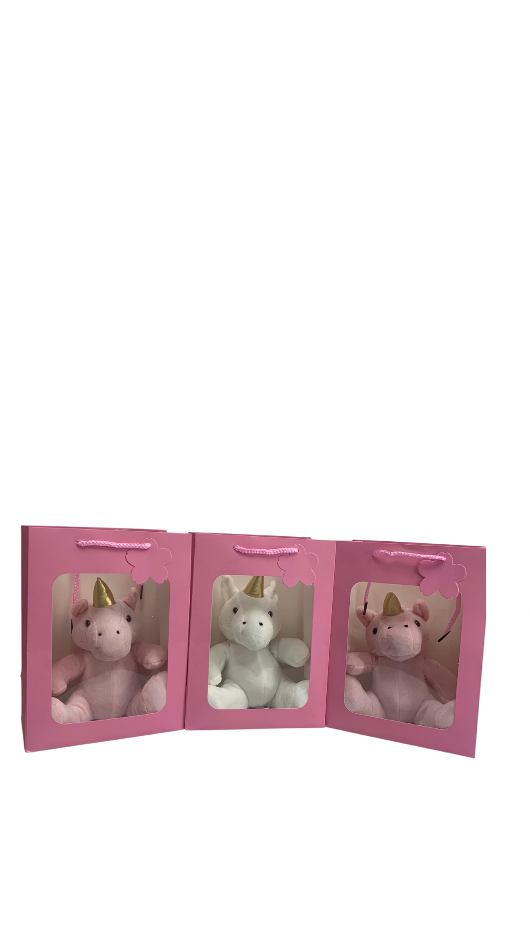 Pink Unicorn in PINK Transparent Gift Bag Je' La Diamond Luxe Gifts Stuffed Push Animal