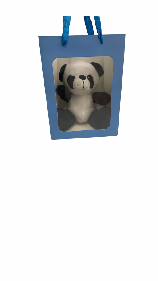 Panda Bear in Blue Transparent Gift Bag