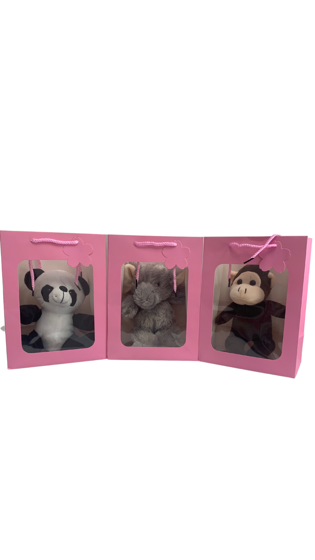 Panda in PINK Transparent Gift Bag Je' La Diamond Luxe Gifts Stuffed Push Animal