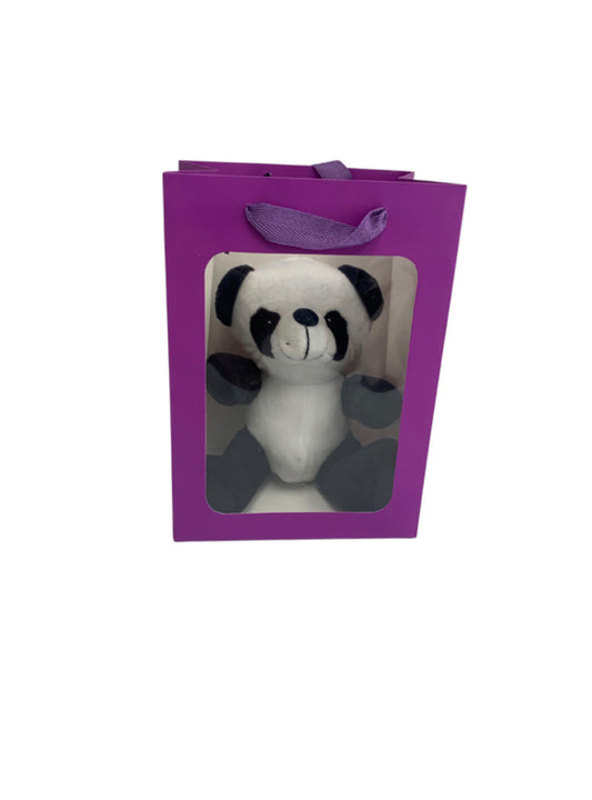 Panda Bear in PURPLE Transparent Gift Bag Je' La Diamond Luxe Gifts Stuffed Push Animal