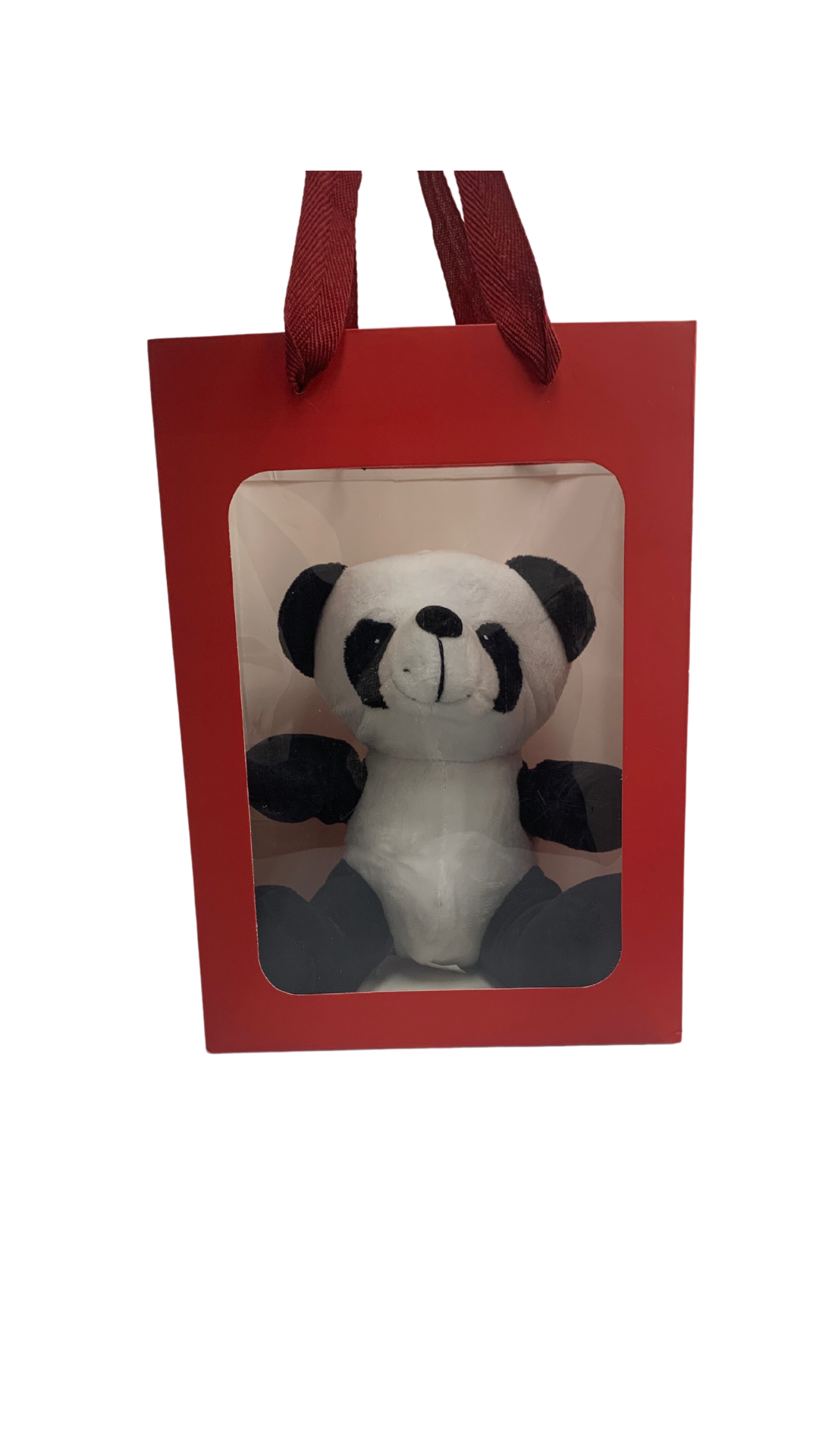 Panda in RED Transparent Gift Bag Je' La Diamond Luxe Gifts Stuffed Push Animal