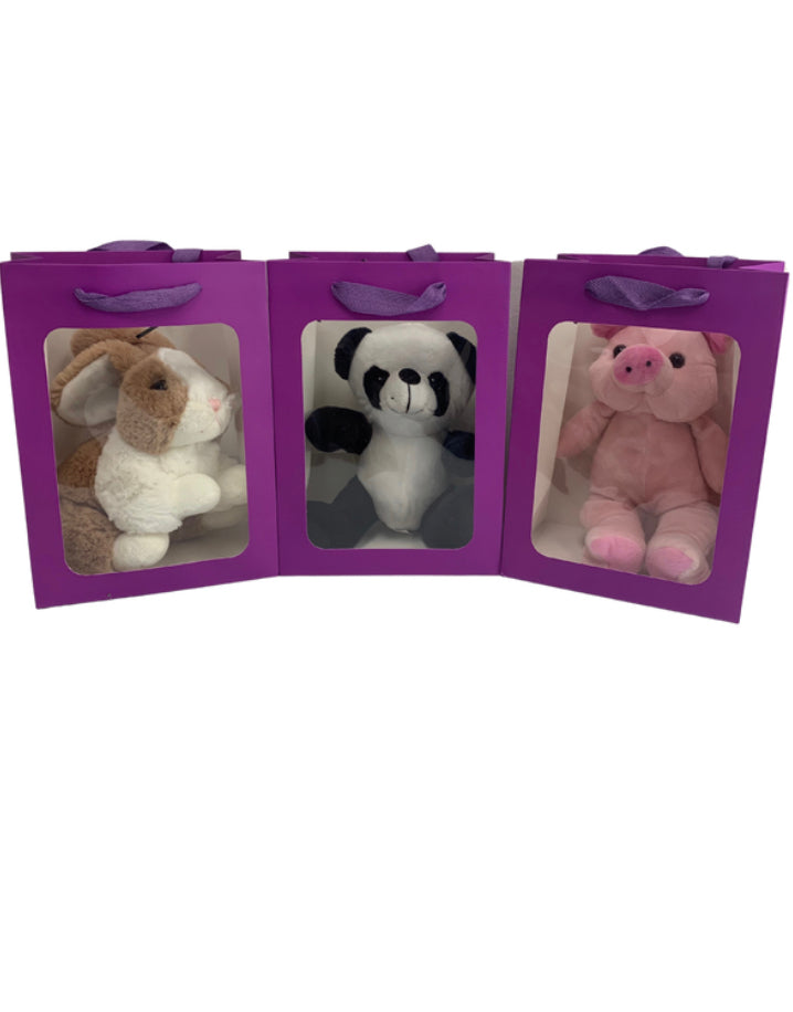 Panda Bear in PURPLE Transparent Gift Bag Je' La Diamond Luxe Gifts Stuffed Push Animal