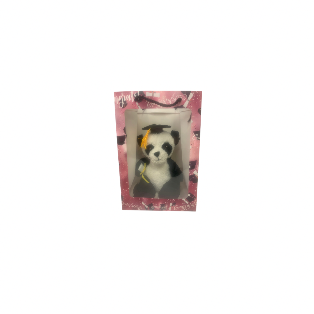 Panda Graduation Bear in Pink Graduation Gift Bag