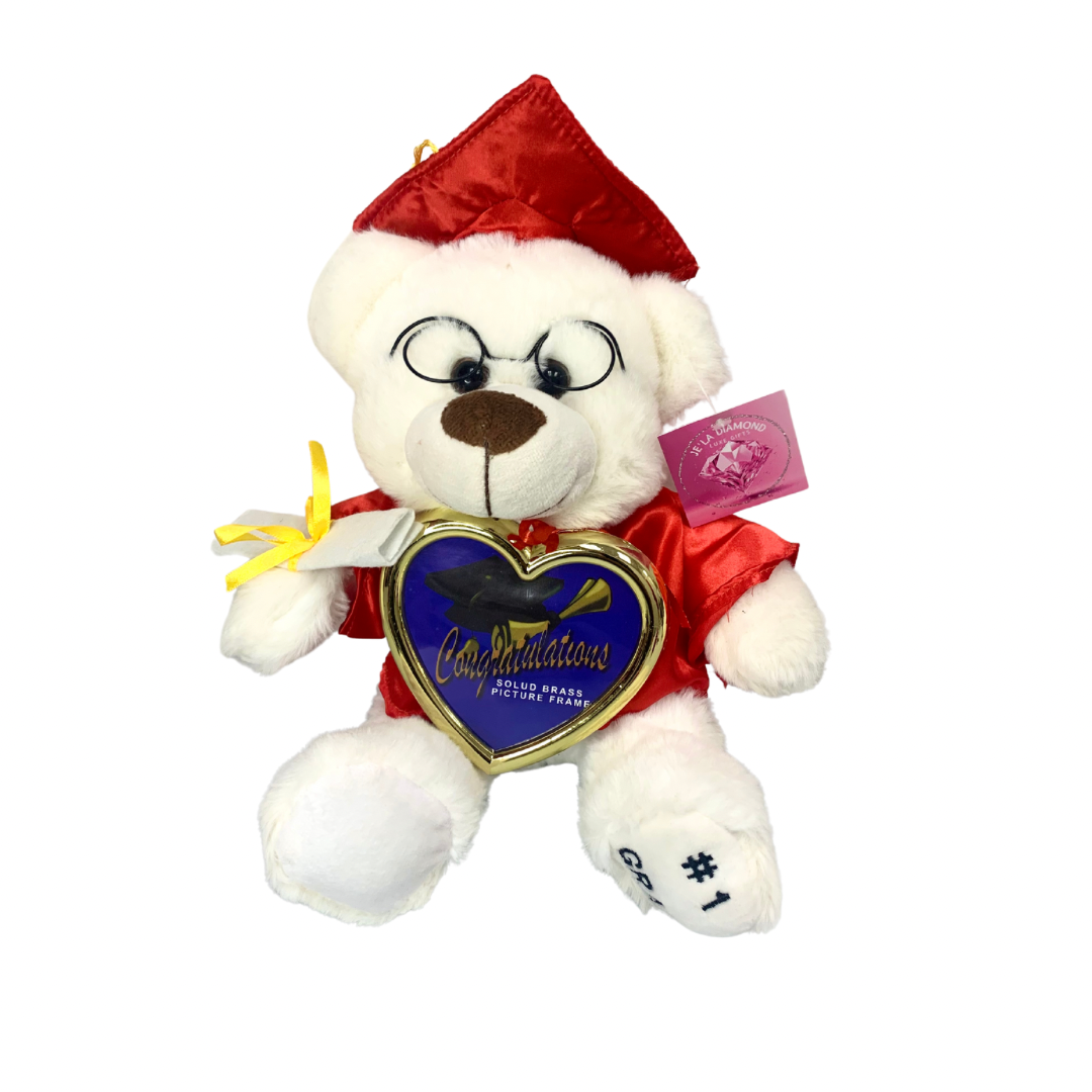 Red Cap & Gown Graduation Teddy Bear with Frame