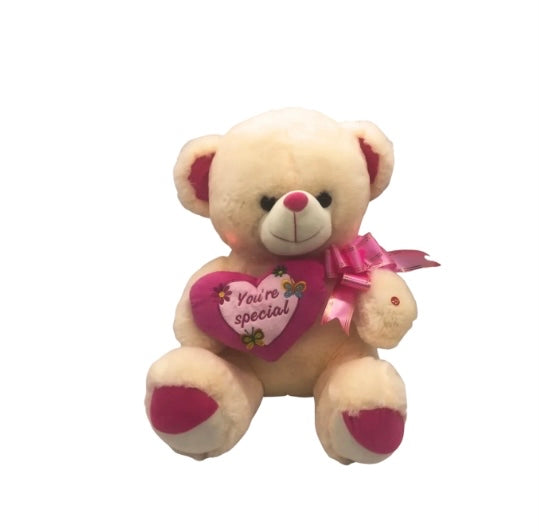 30 inch Beige Bear Pink "You're So Special Heart"