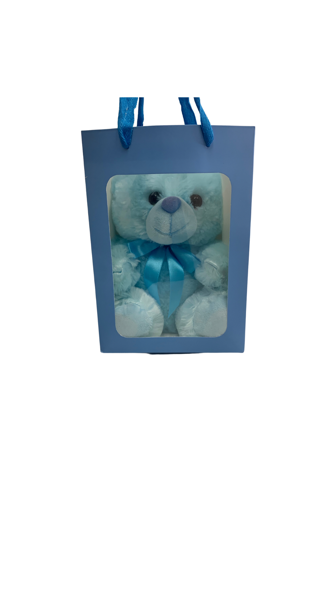 Baby Blue Bear in Blue Transparent Gift Bag Je' La Diamond Luxe Gifts Stuffed Push Animal