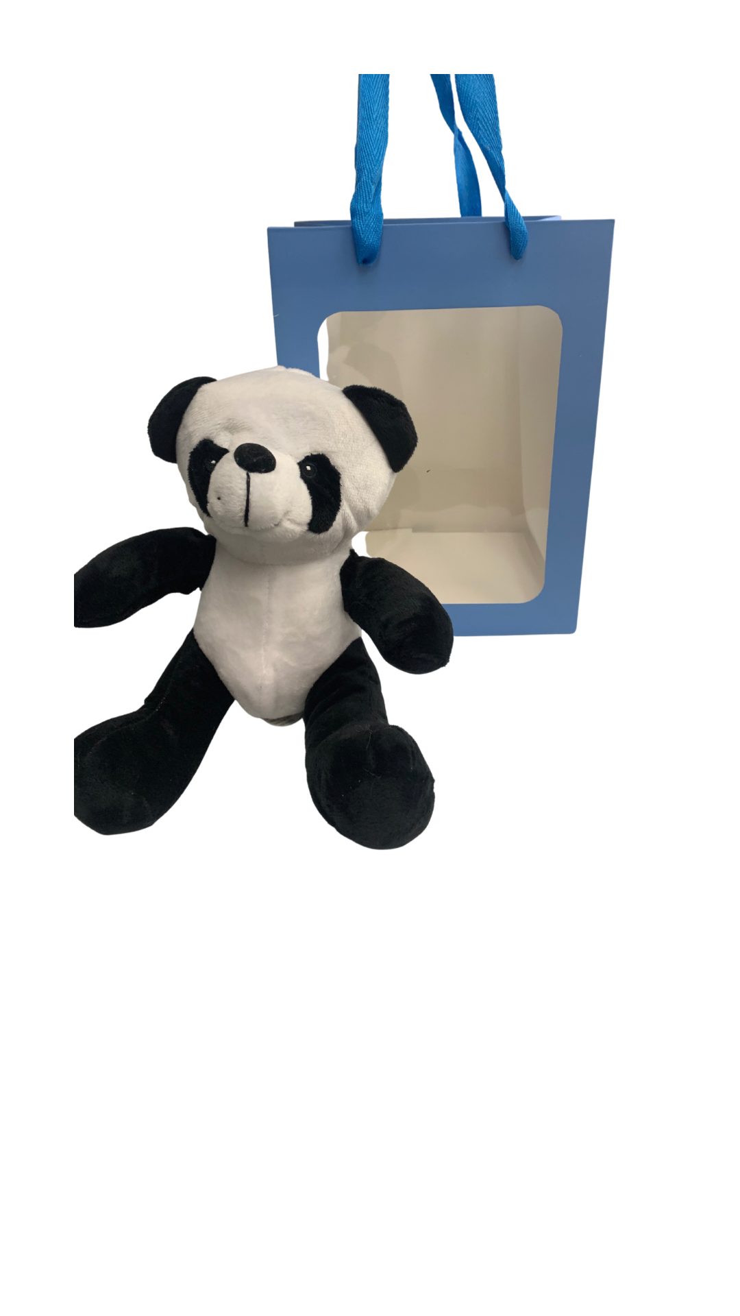 Panda Bear in Blue Transparent Gift Bag