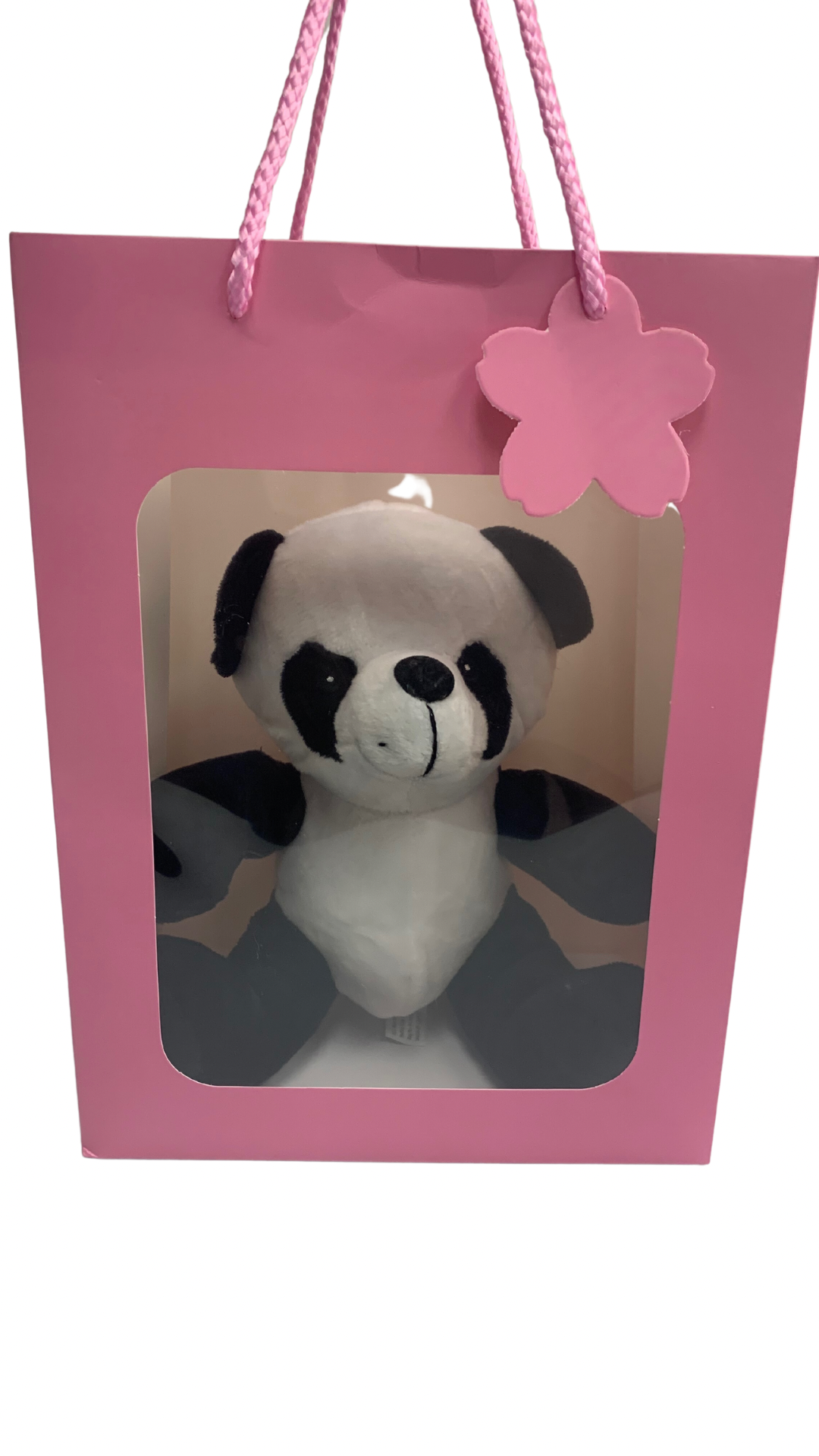 Panda in PINK Transparent Gift Bag Je' La Diamond Luxe Gifts Stuffed Push Animal