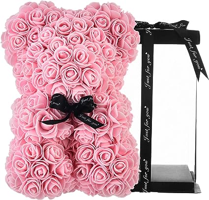 Rose Bear in Transparent Box Je La Diamond Luxe Gifts